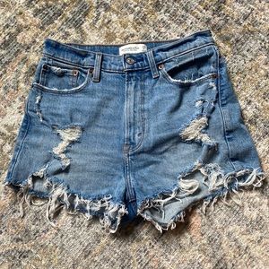 Abercrombie High Rise Jean Cutoff Shorts